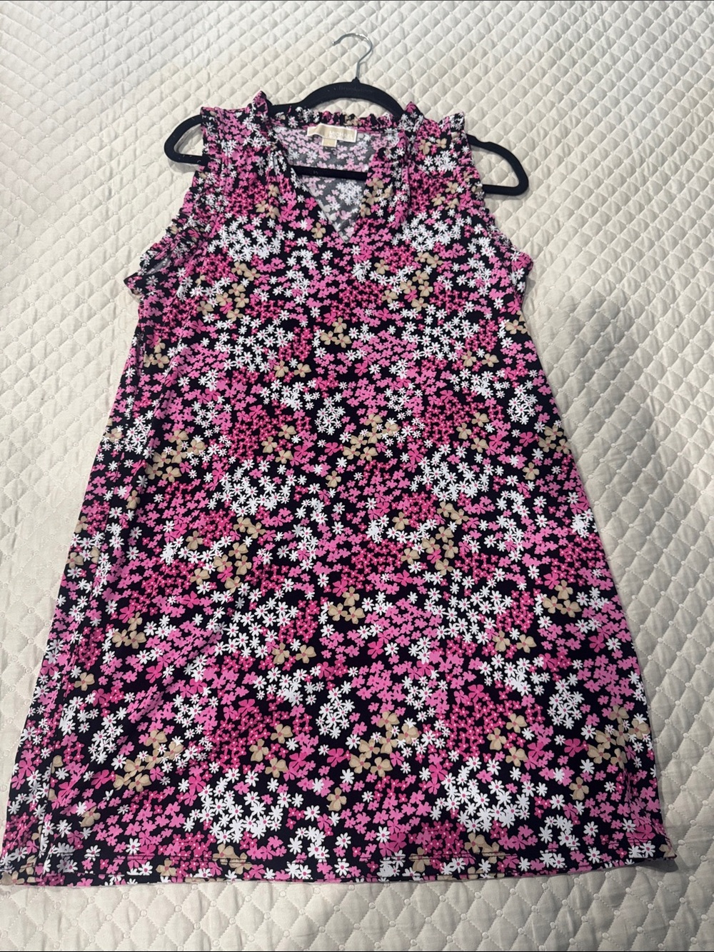 MICHAEL Michael Kors Pink Black White Floral Sleeveless Dress